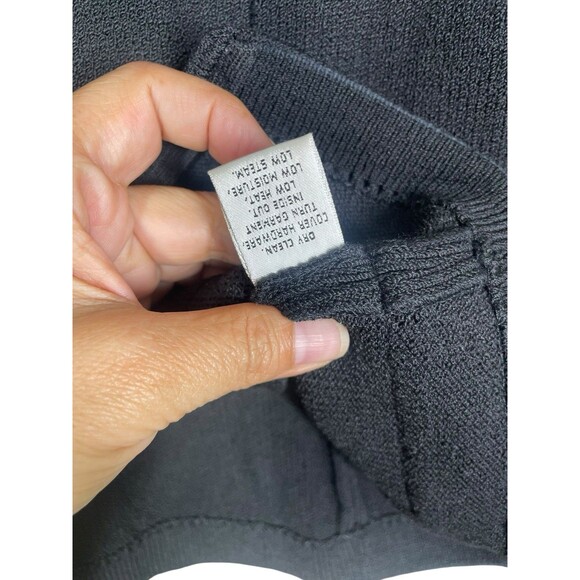 ST. JOHN CAVIAR KNIT FULL ZIP WOMENS FRINGED BLAZER BLACK CLASSY SZ 6 POCKETS - Picture 9 of 16